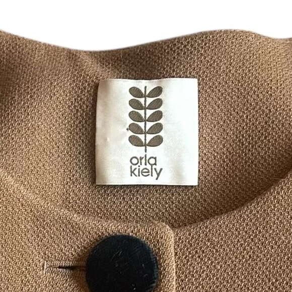 Orla Kiely Wool Blend Camel Coat Jacket Button-Down Velvet Pockets Size 6 Women - Picture 13 of 13
